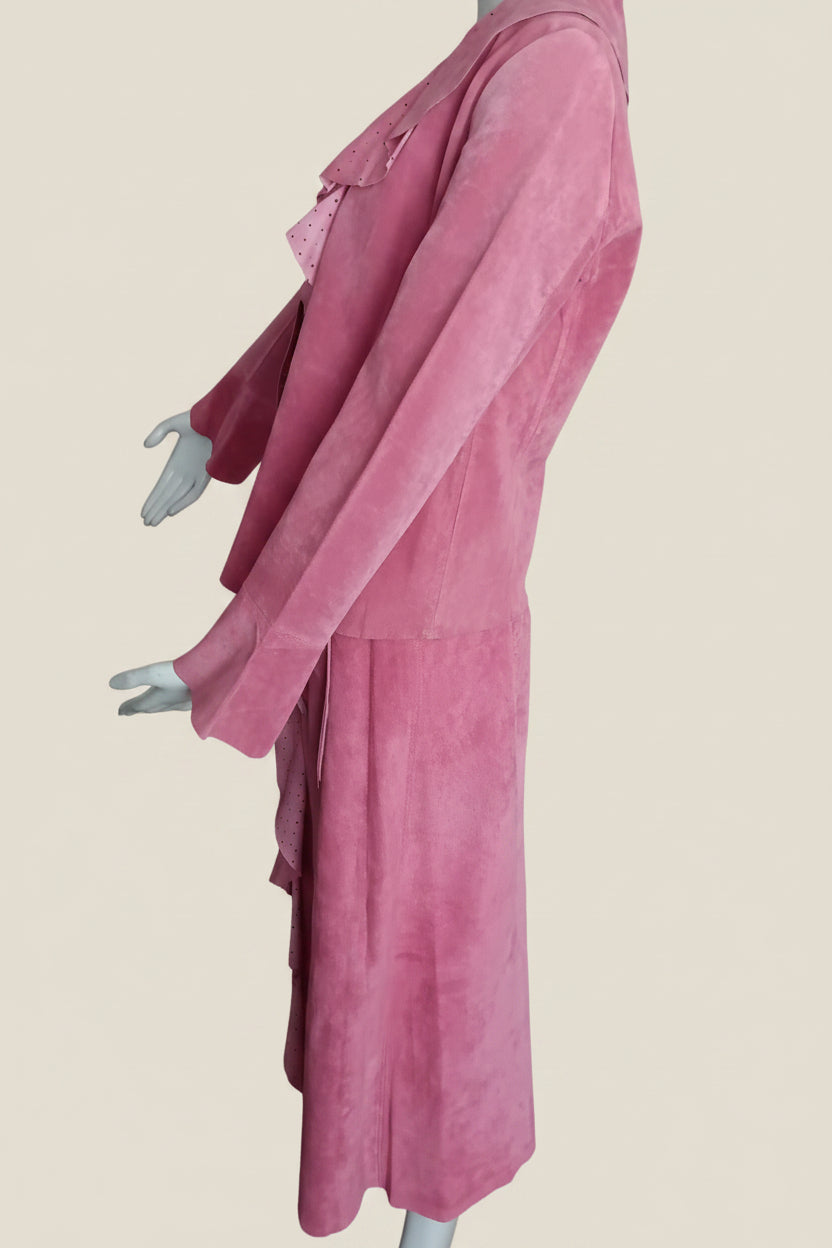 Vintage Suede Blazer and Skirt Set