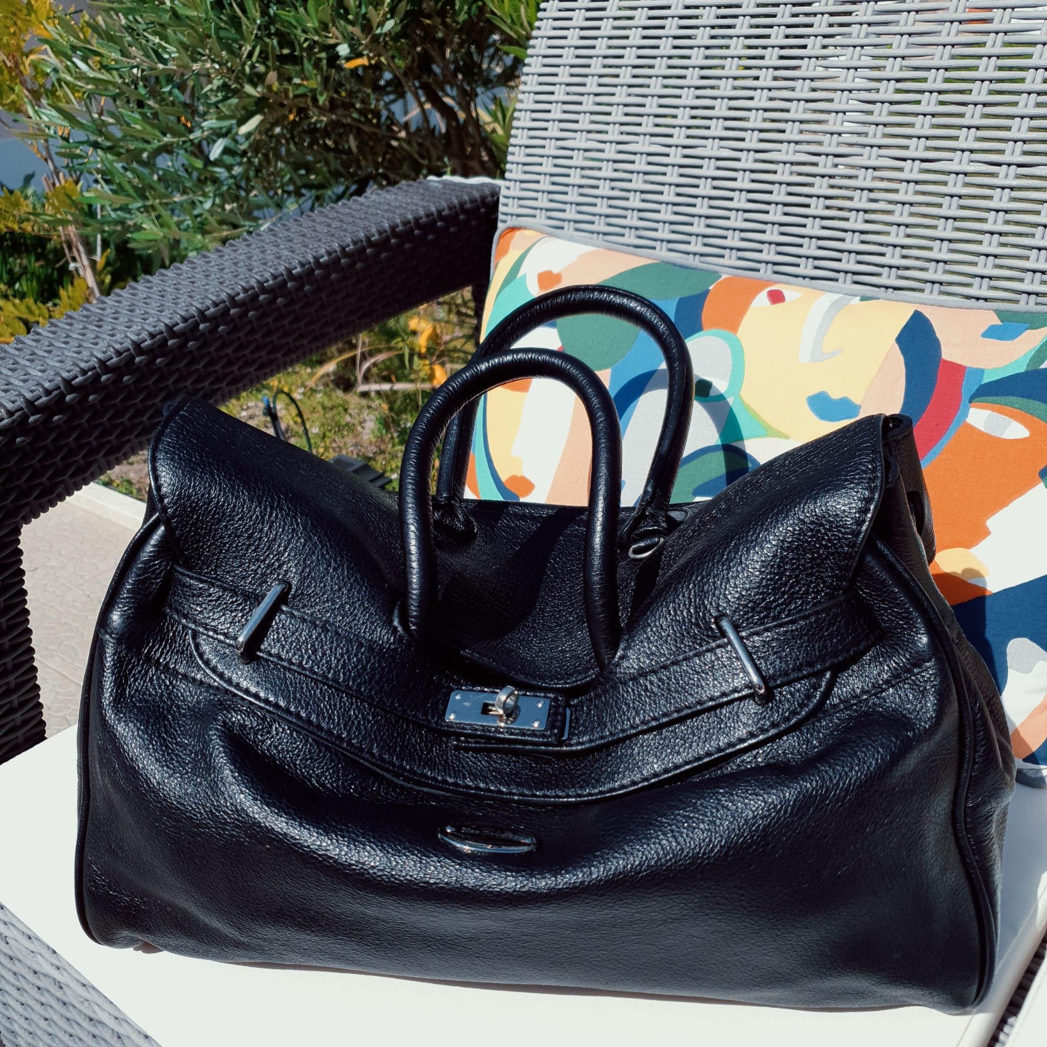Vintage Sac Mac Douglas cuir de buffle noir