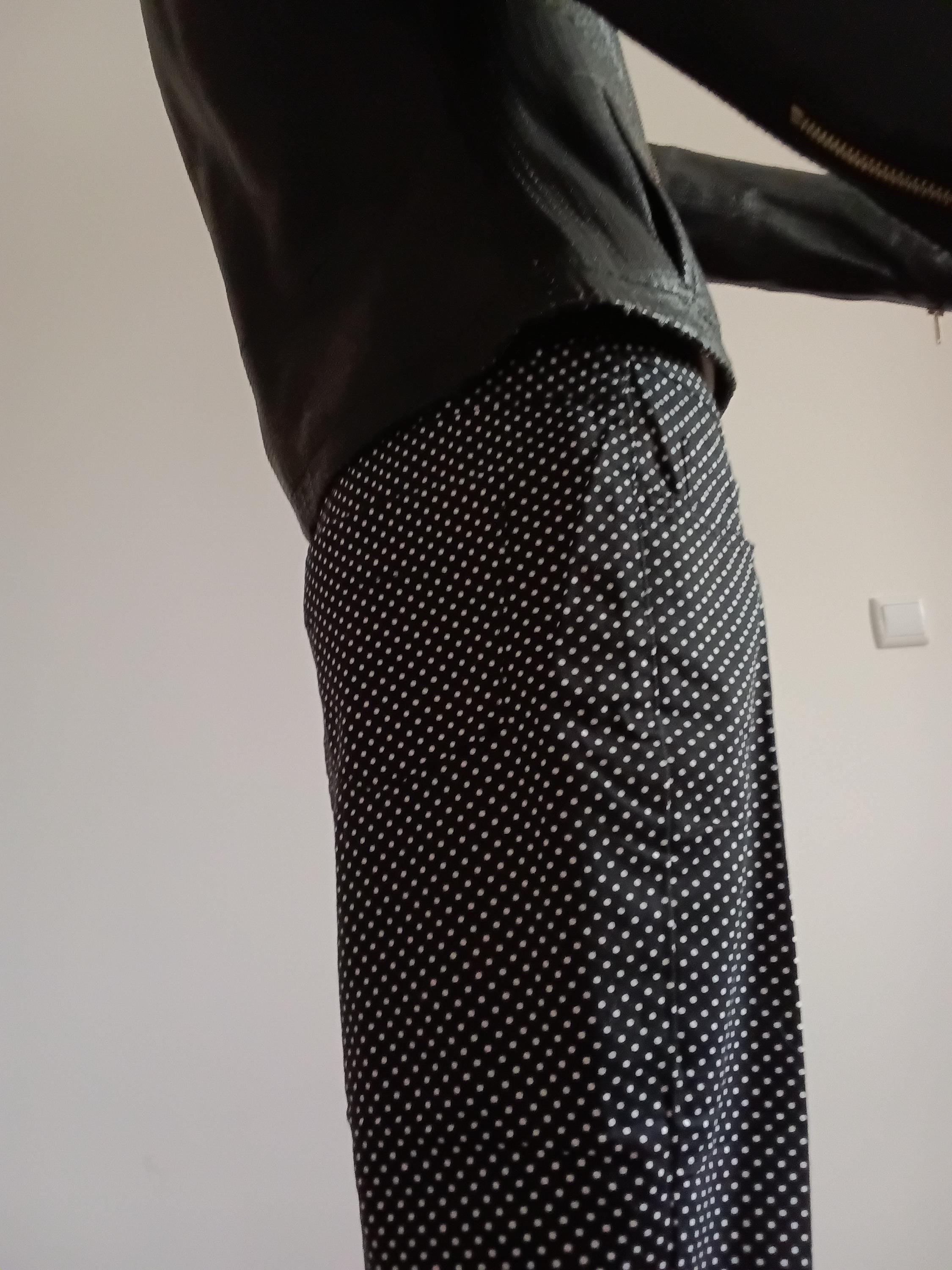 Vintage Pantalon imprimé pois noir blanc femme
