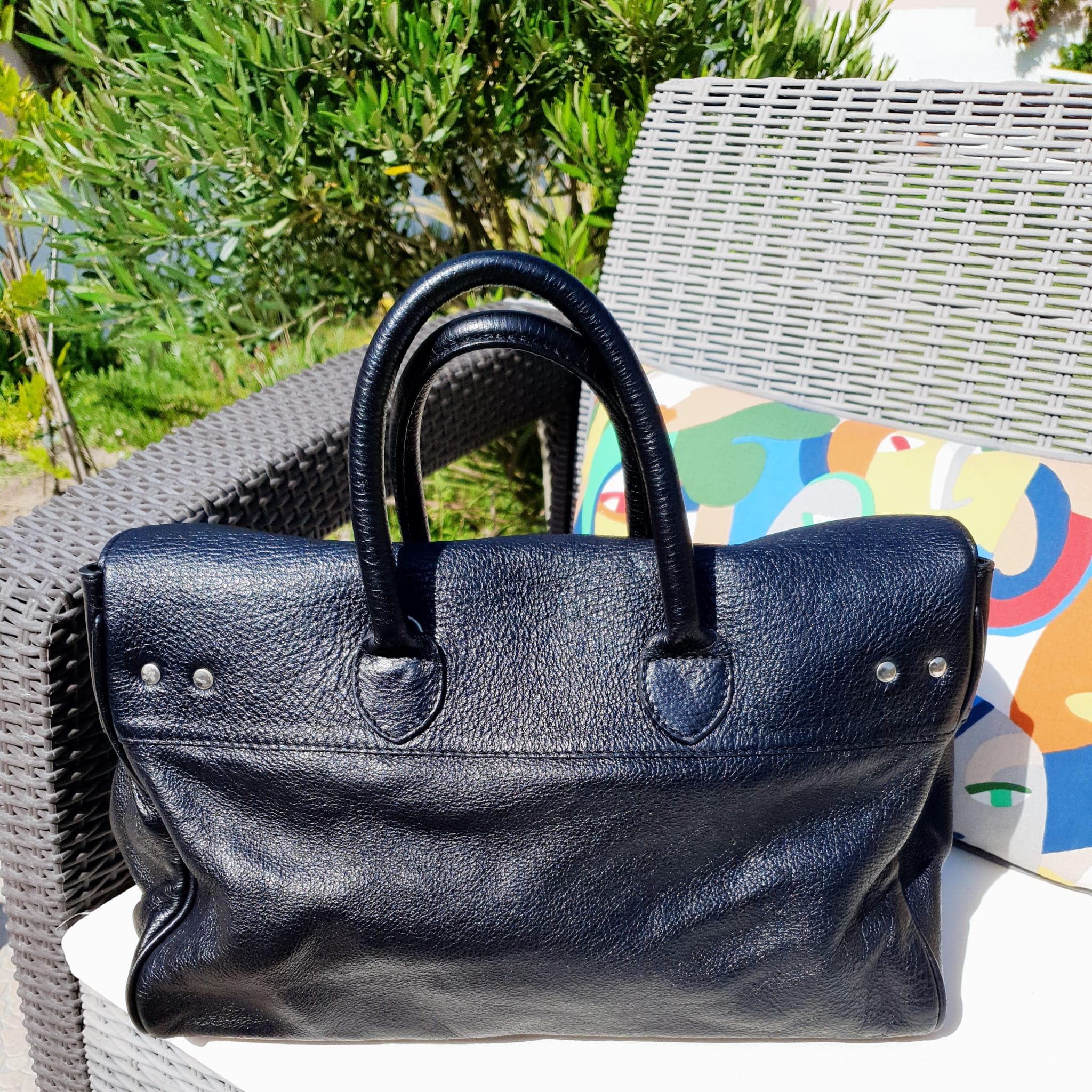 Vintage Sac Mac Douglas cuir de buffle noir