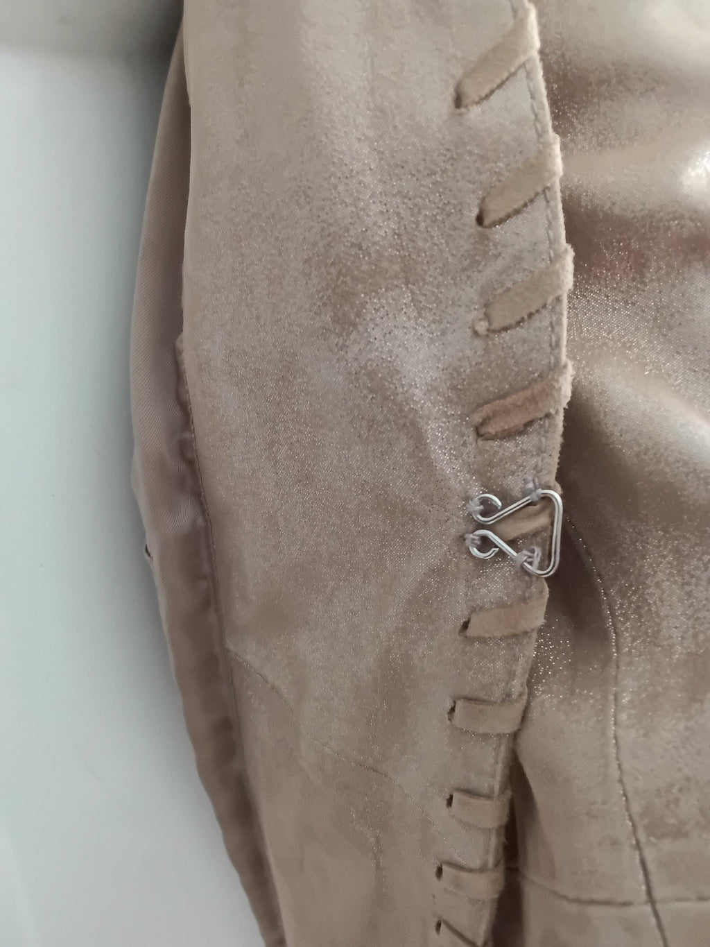 Vintage Blazer en cuir velours de chèvre beige doré