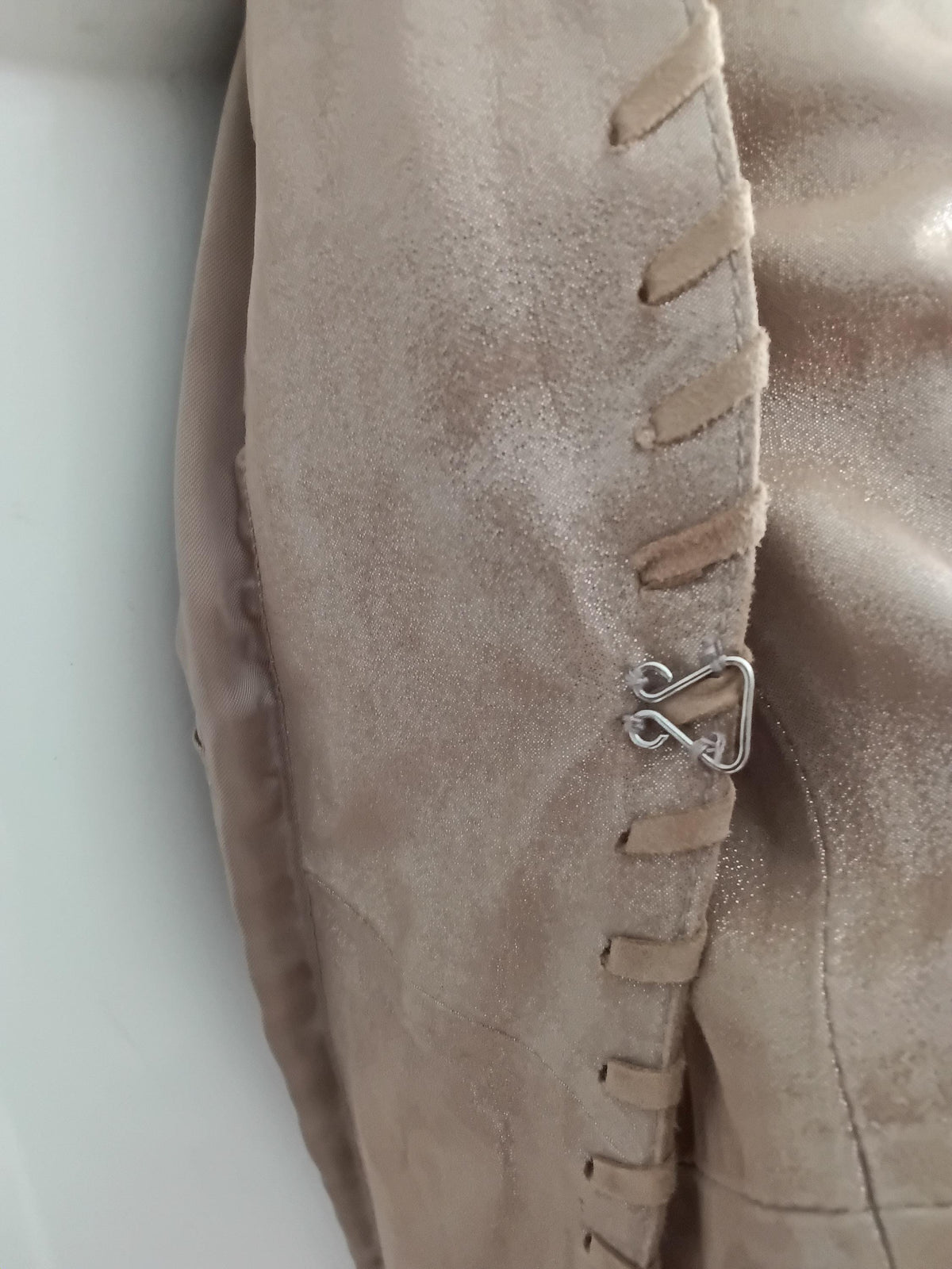 Vintage Blazer en cuir velours de chèvre beige doré