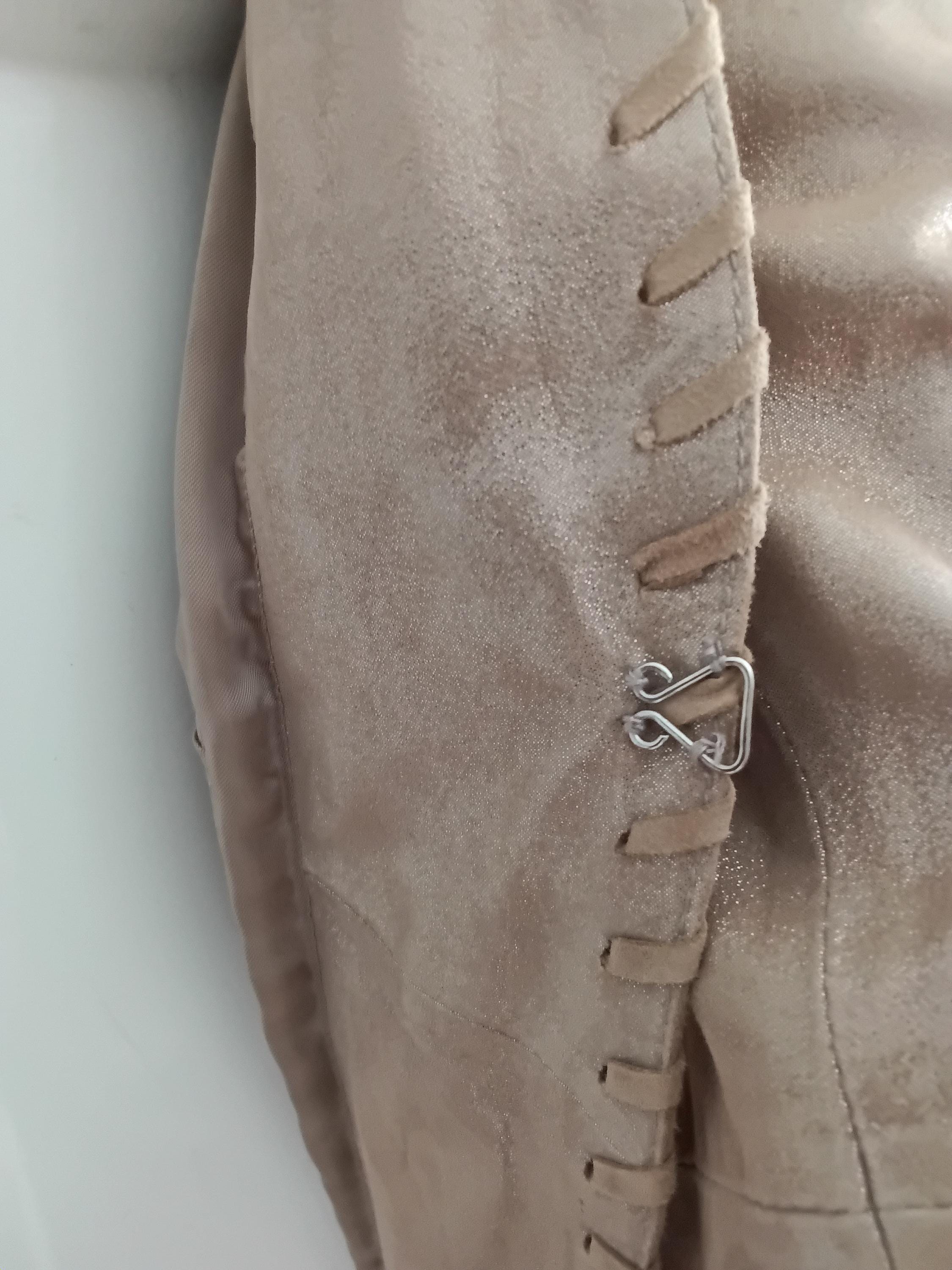 Vintage Blazer en cuir velours de chèvre beige doré