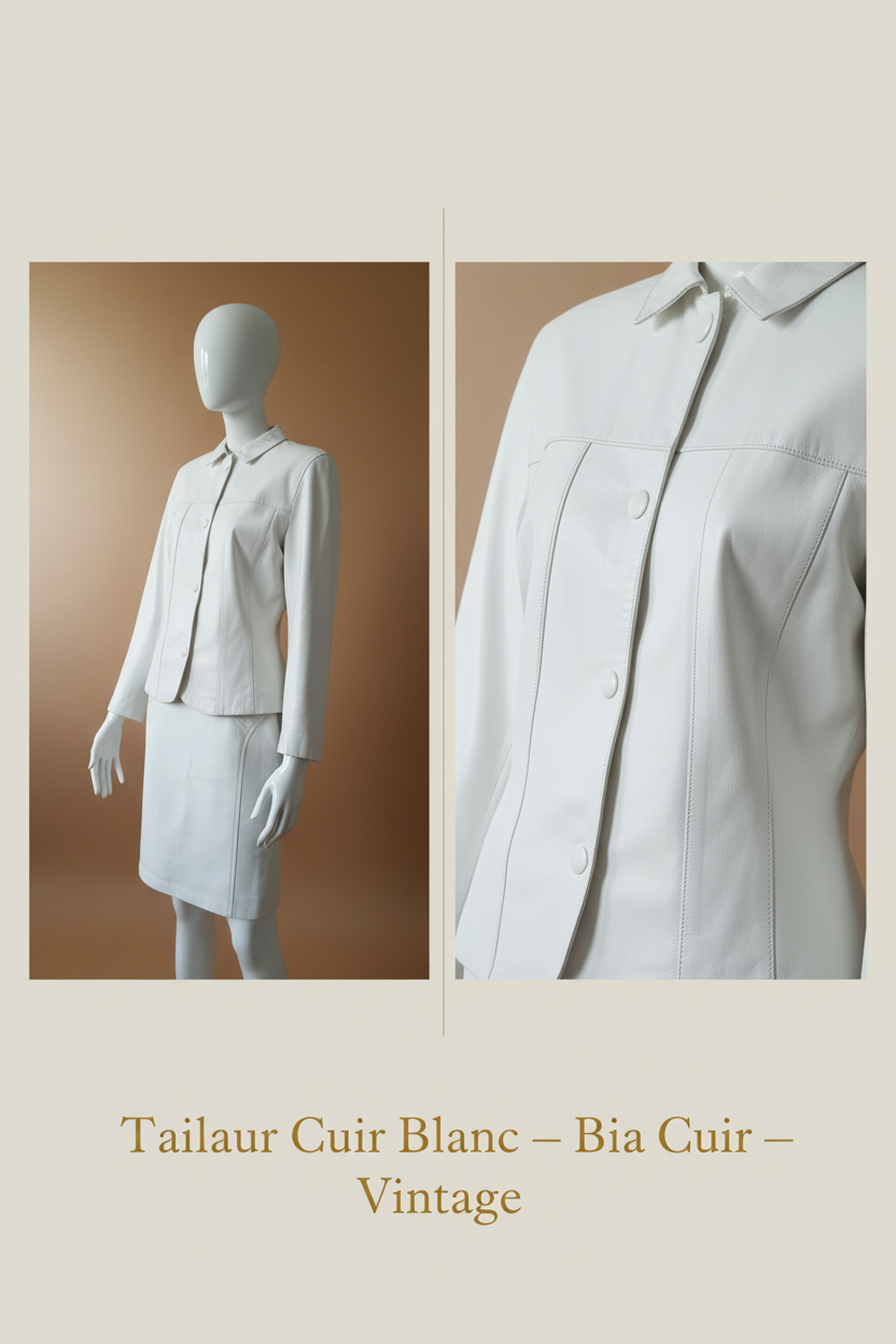 Collage Pinterest Tailleur Cuir Blanc