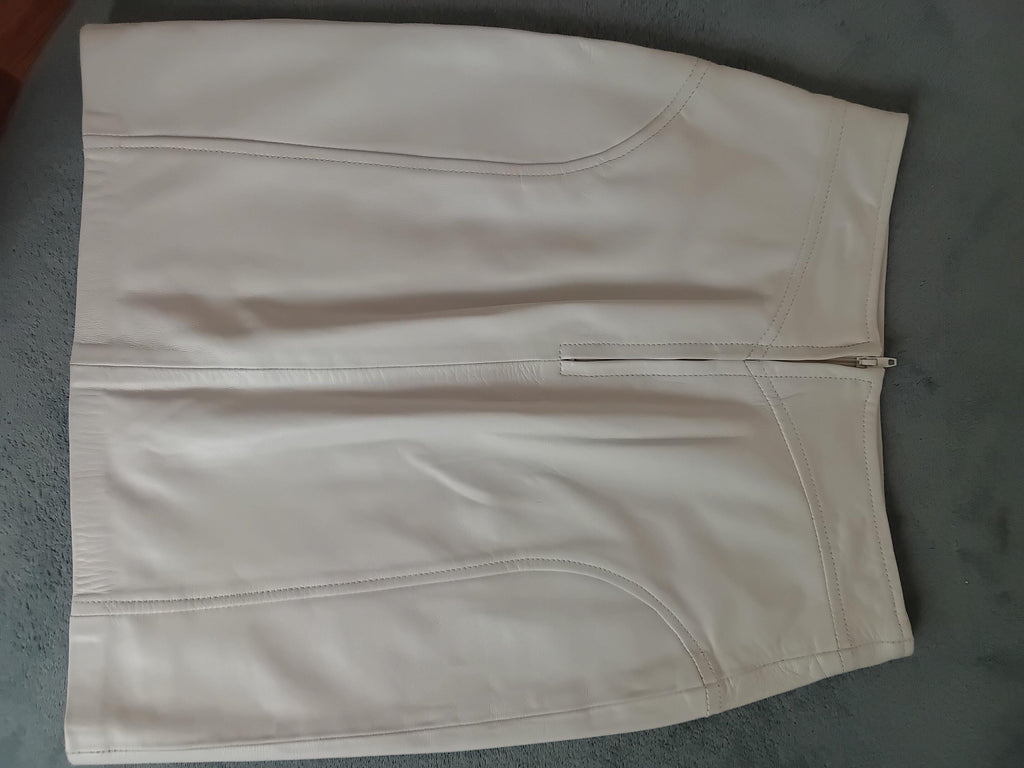 Tailleur Jupe Vintage Cuir Blanc BIA CUIR — Ensemble Artisanal — Taille 38 FR | Seconde Main