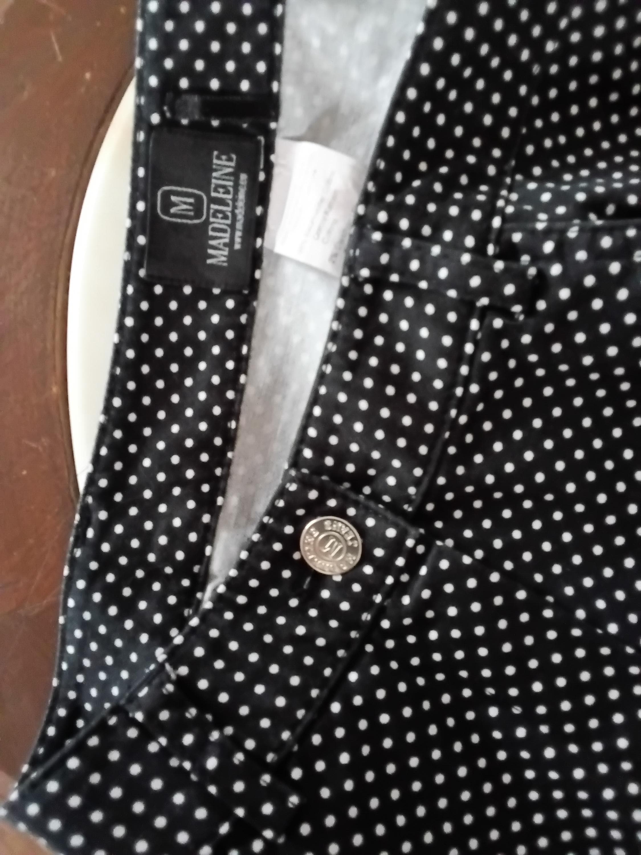 Vintage Pantalon imprimé pois noir blanc femme