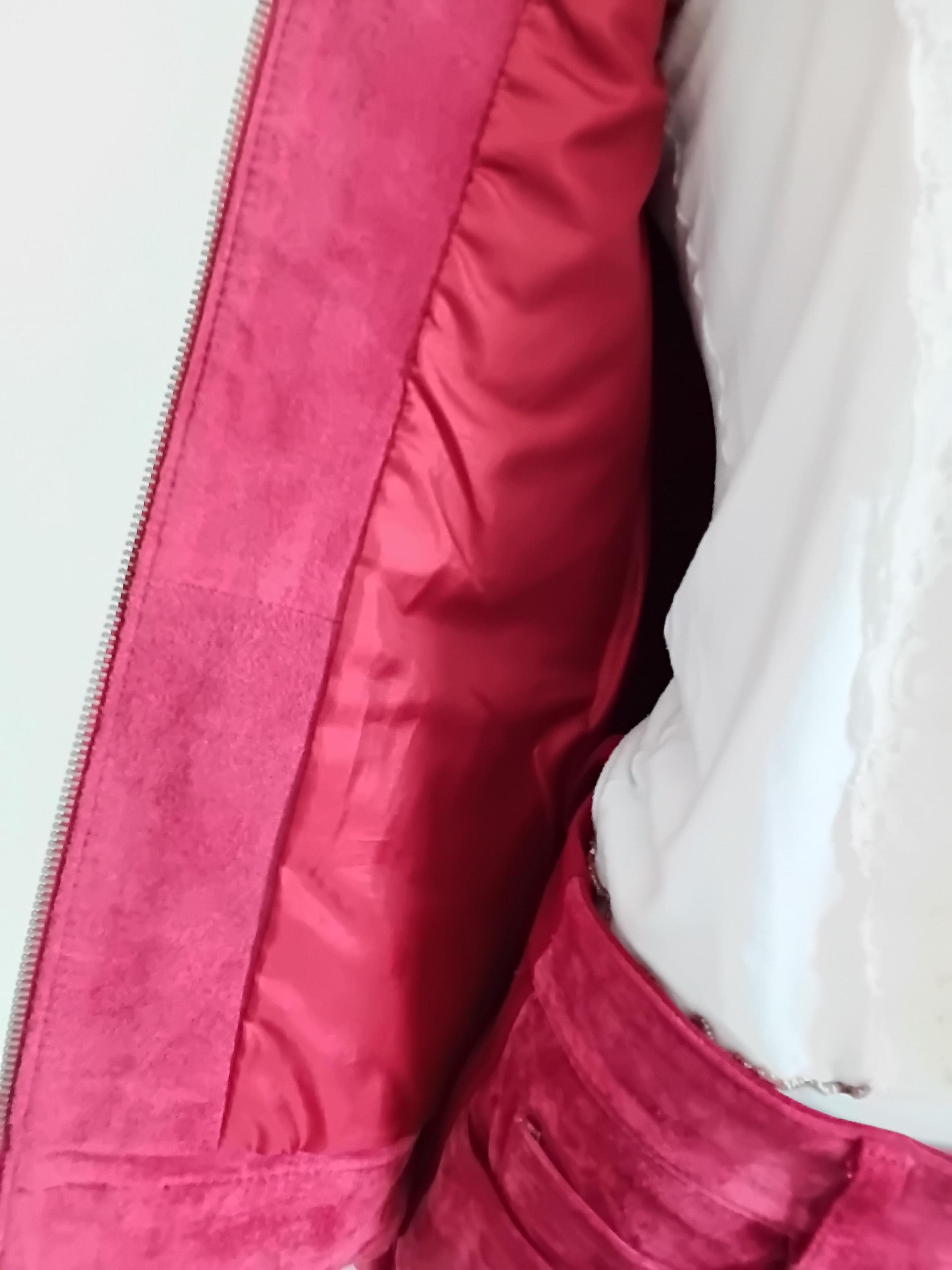Vintage Tailleur pantalon cuir velours framboise — Taille 38 FR