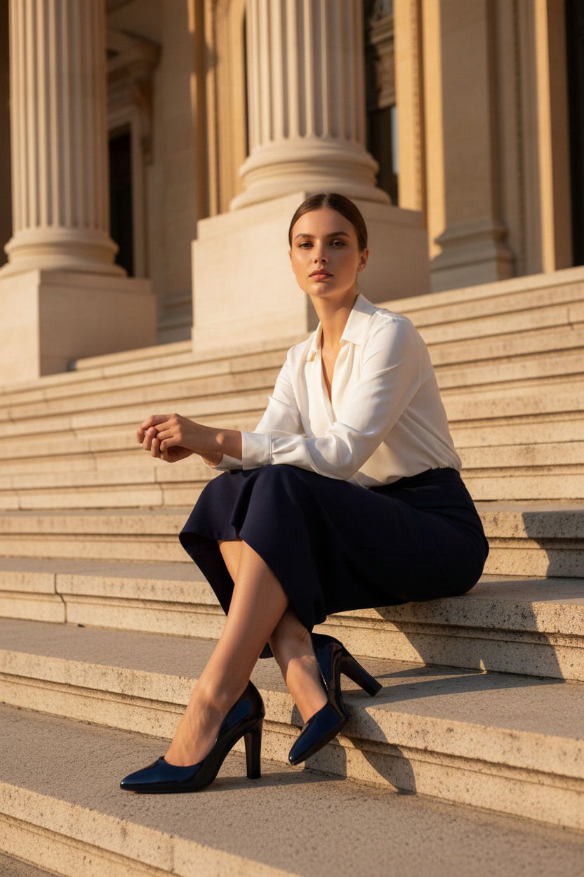 Escarpins bleu marine — Néoclassique