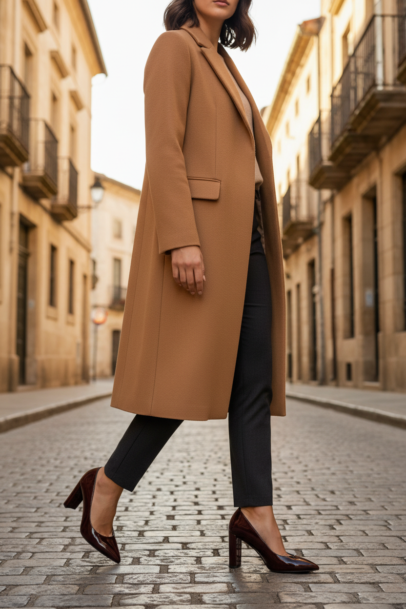 Escarpins bordeaux — Rue pavée