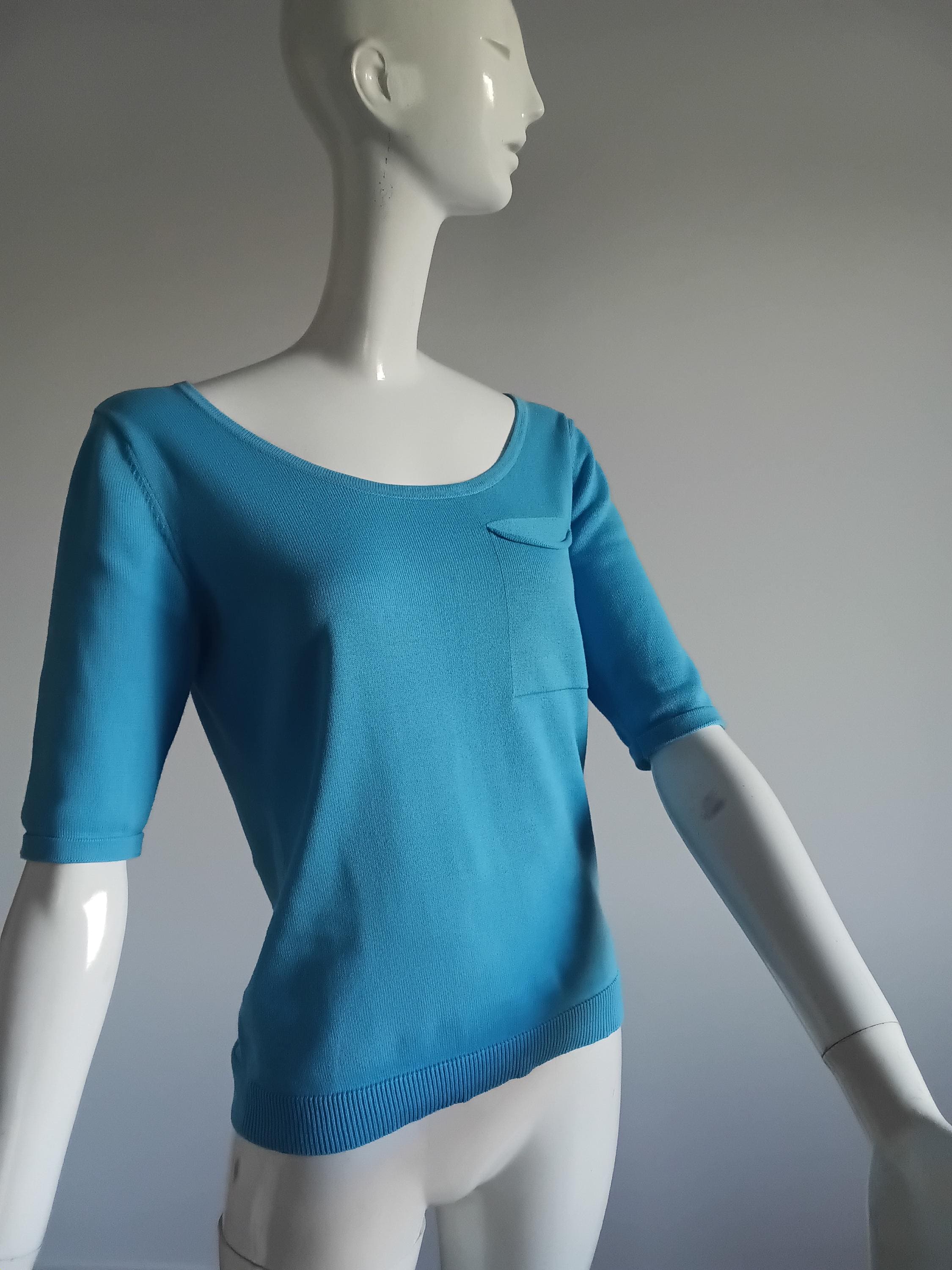 Ensemble Vintage Gilet & Pull Bleu Années 2000 — 100% Coton — Taille 38 FR
