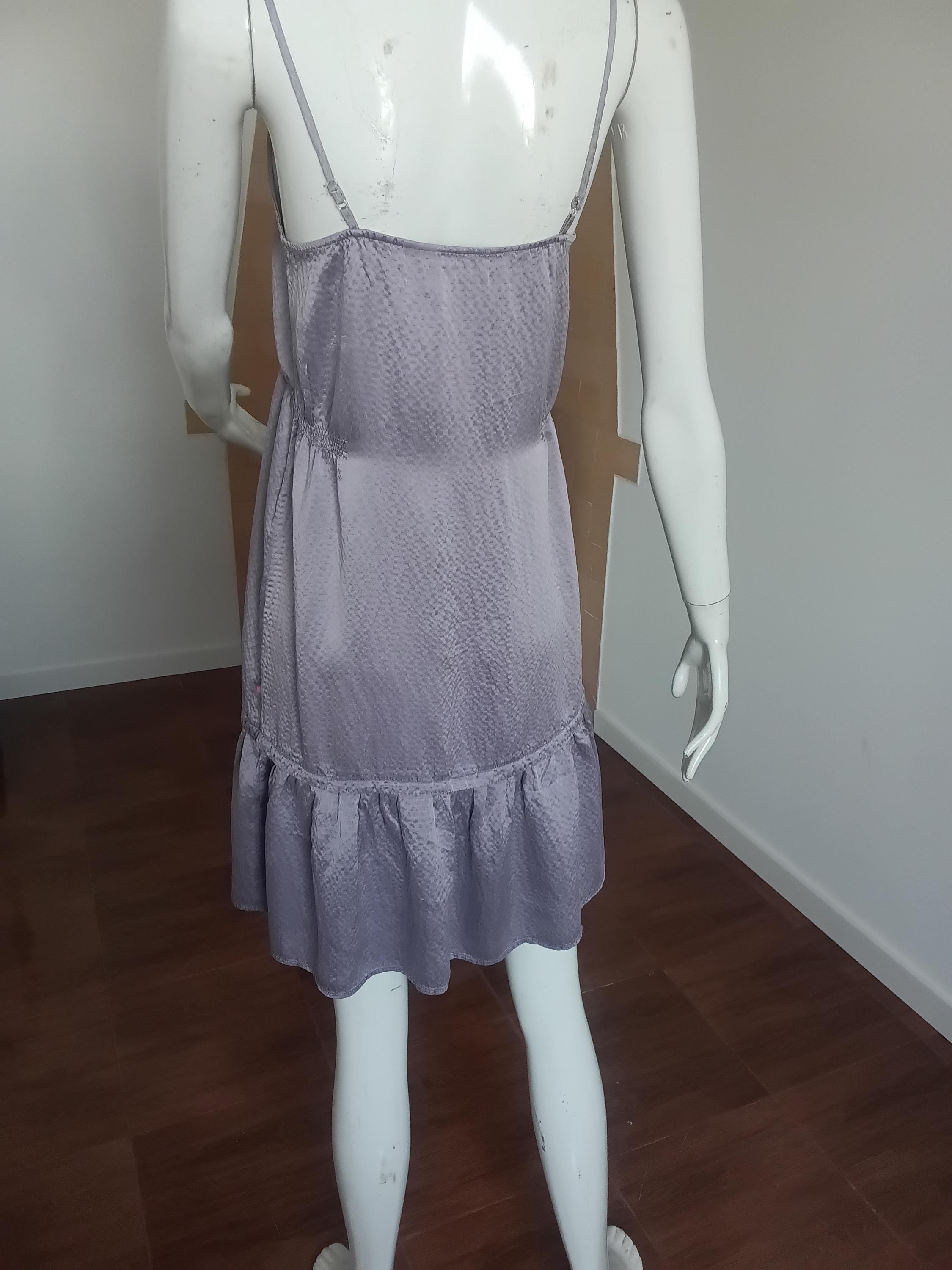 Vintage Robe en soie Lilas gris irisé des années 2000 — Taille 36 FR