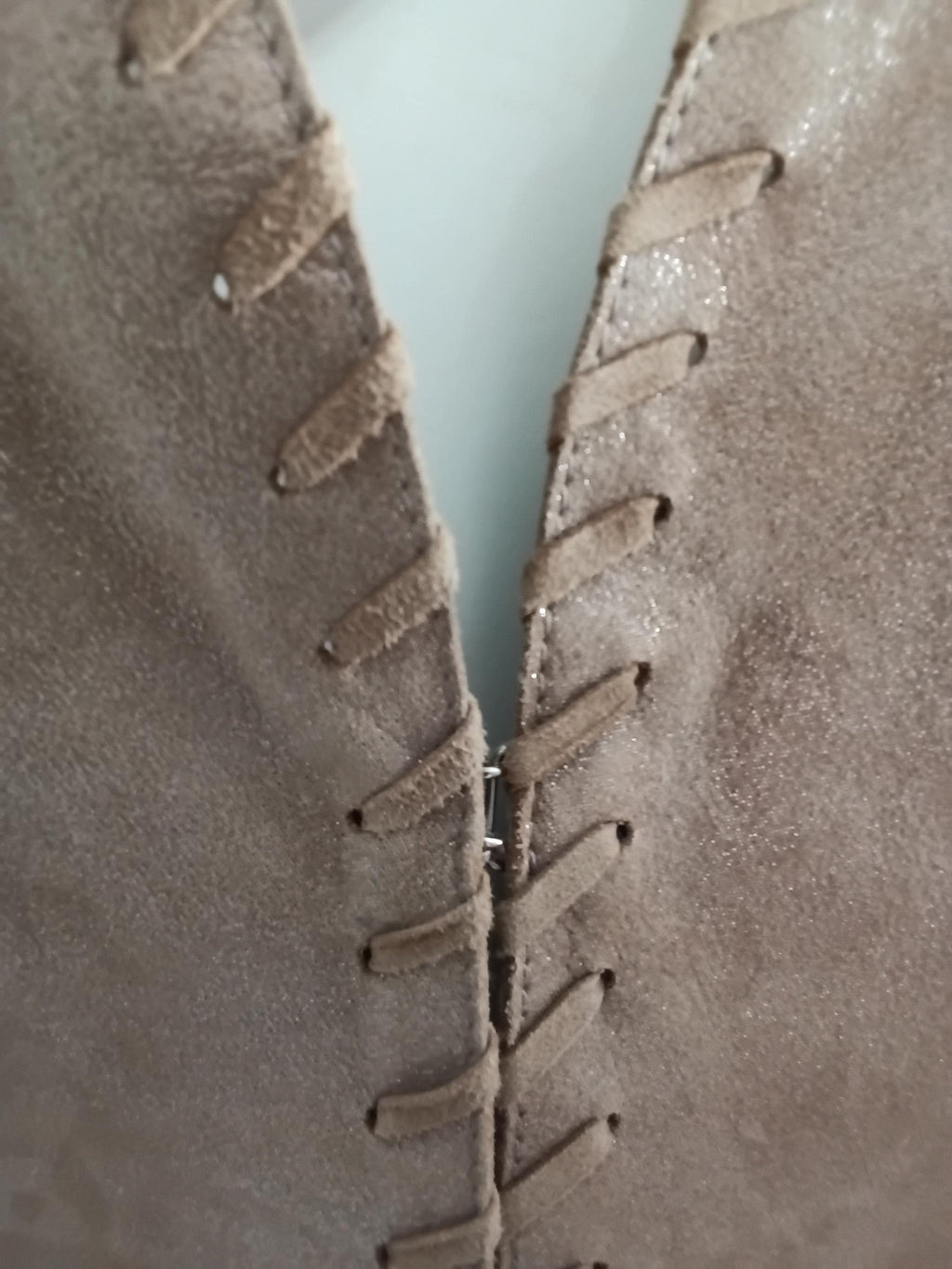 Vintage Blazer en cuir velours de chèvre beige doré
