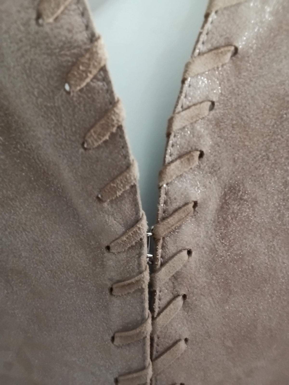 Vintage Blazer en cuir velours de chèvre beige doré