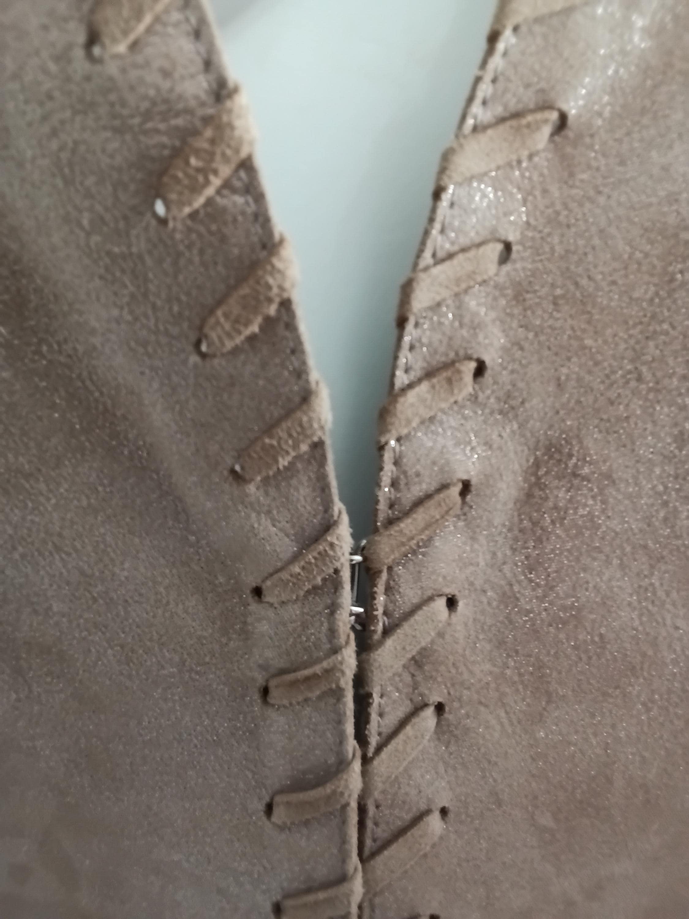 Vintage Blazer en cuir velours de chèvre beige doré