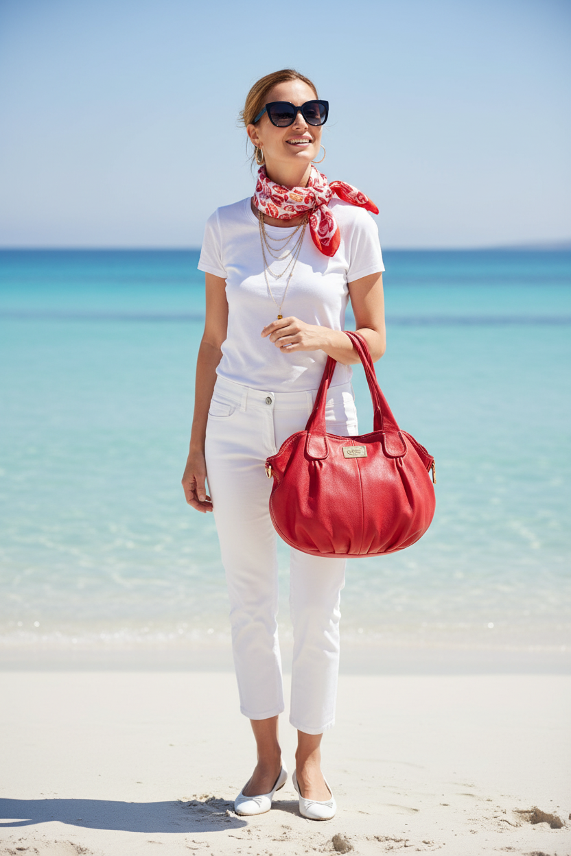 Look Carré Lèvres & Sac Tossi — Plage Italienne