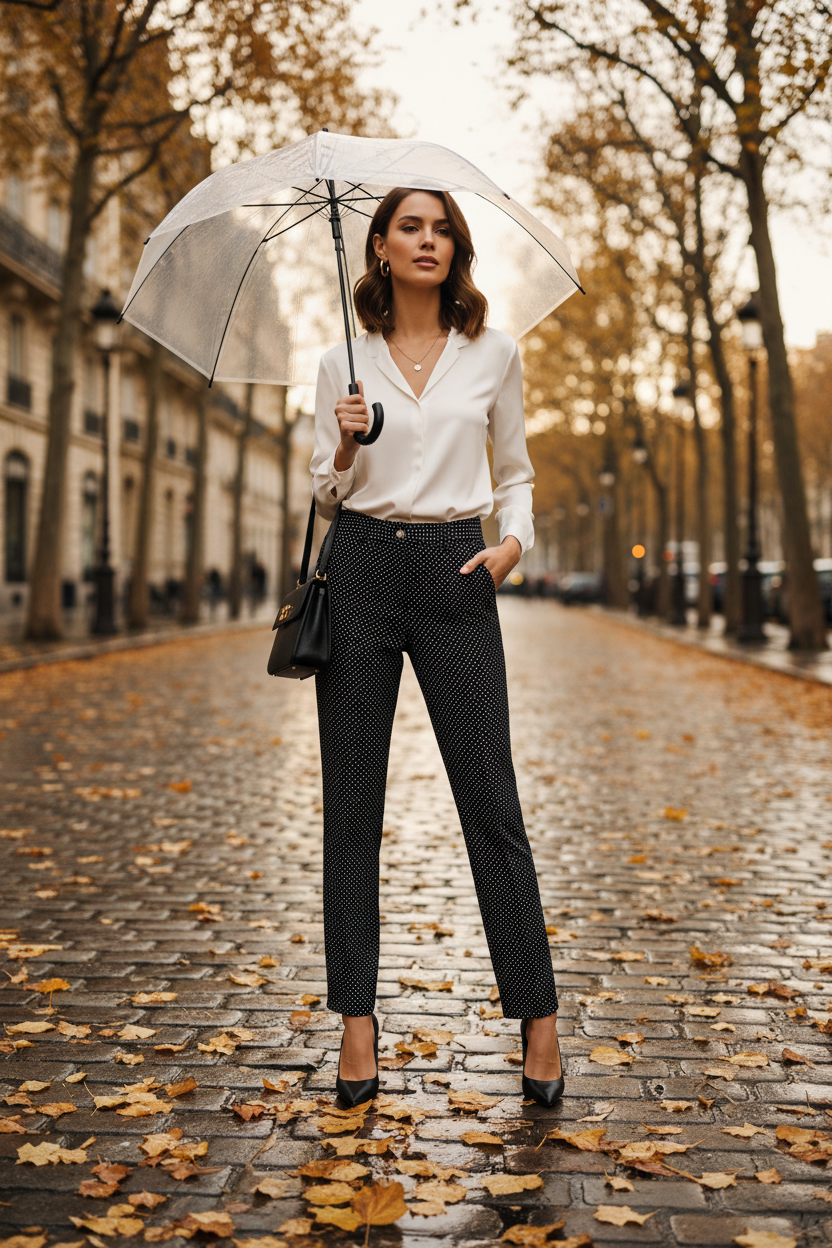Pantalon pois automne mannequin