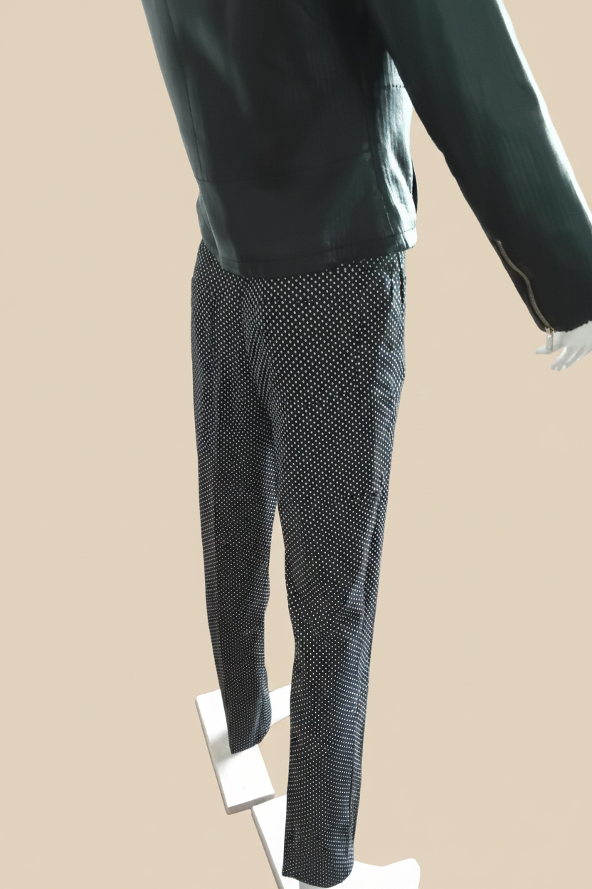 Pantalon pois fond beige