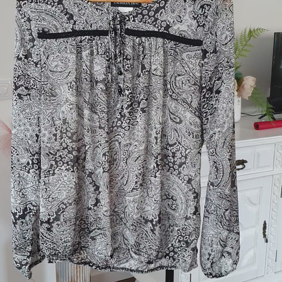 Vidéo Blouse voile imprimé cachemire Patrizia Dini — Taille 42 FR