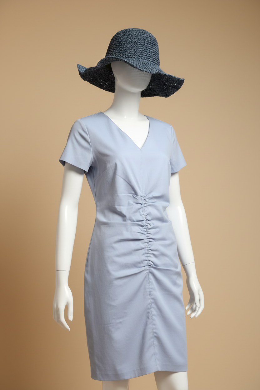 Robe Cocktail Bleu Clair – Fond Beige