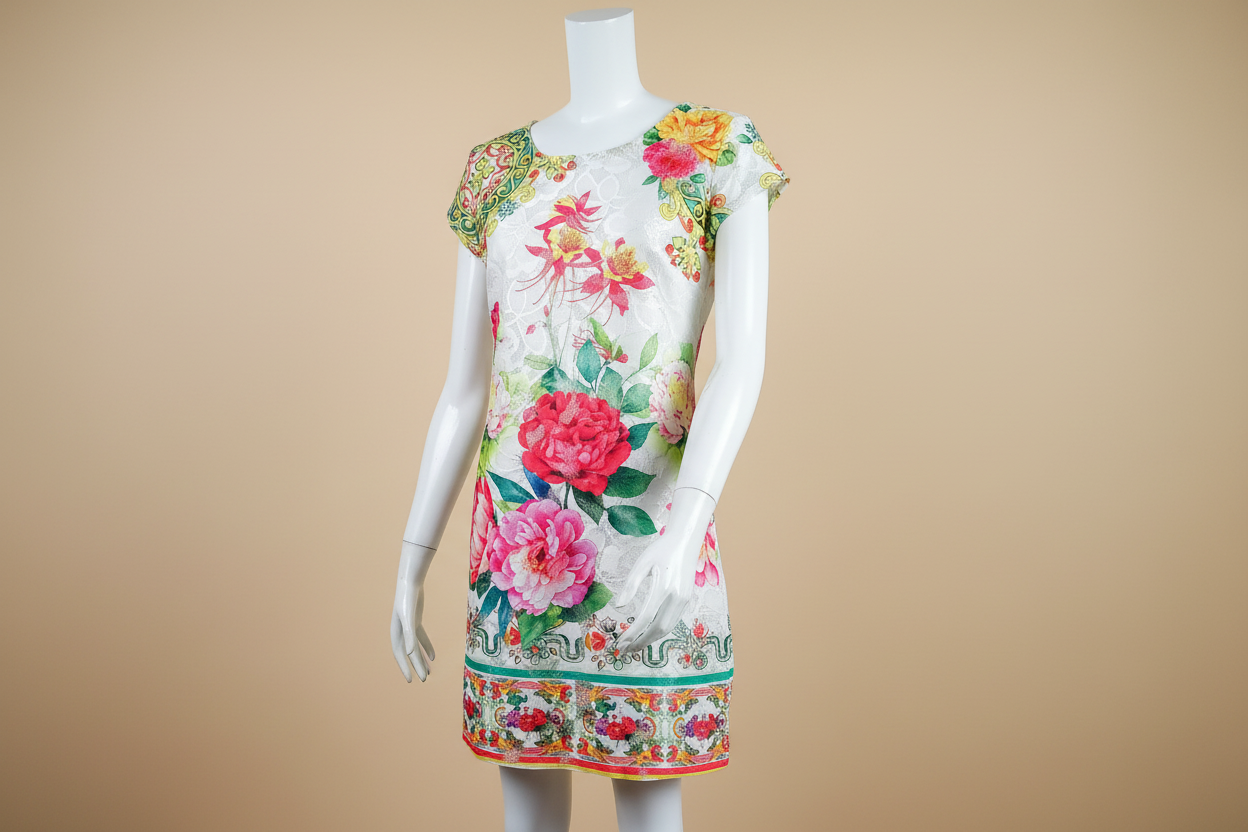 Robe Florale fond beige contrasté