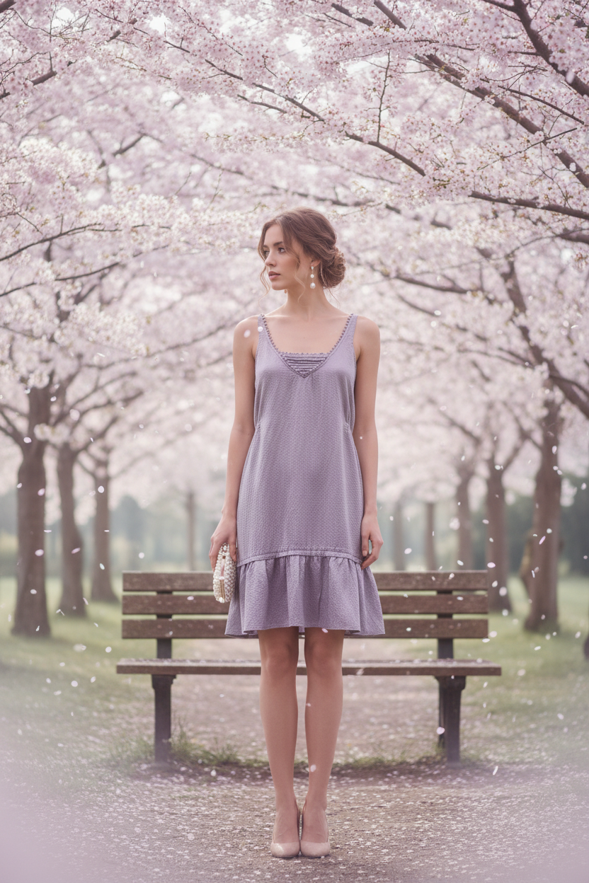 Robe lilas courte — Cerisiers