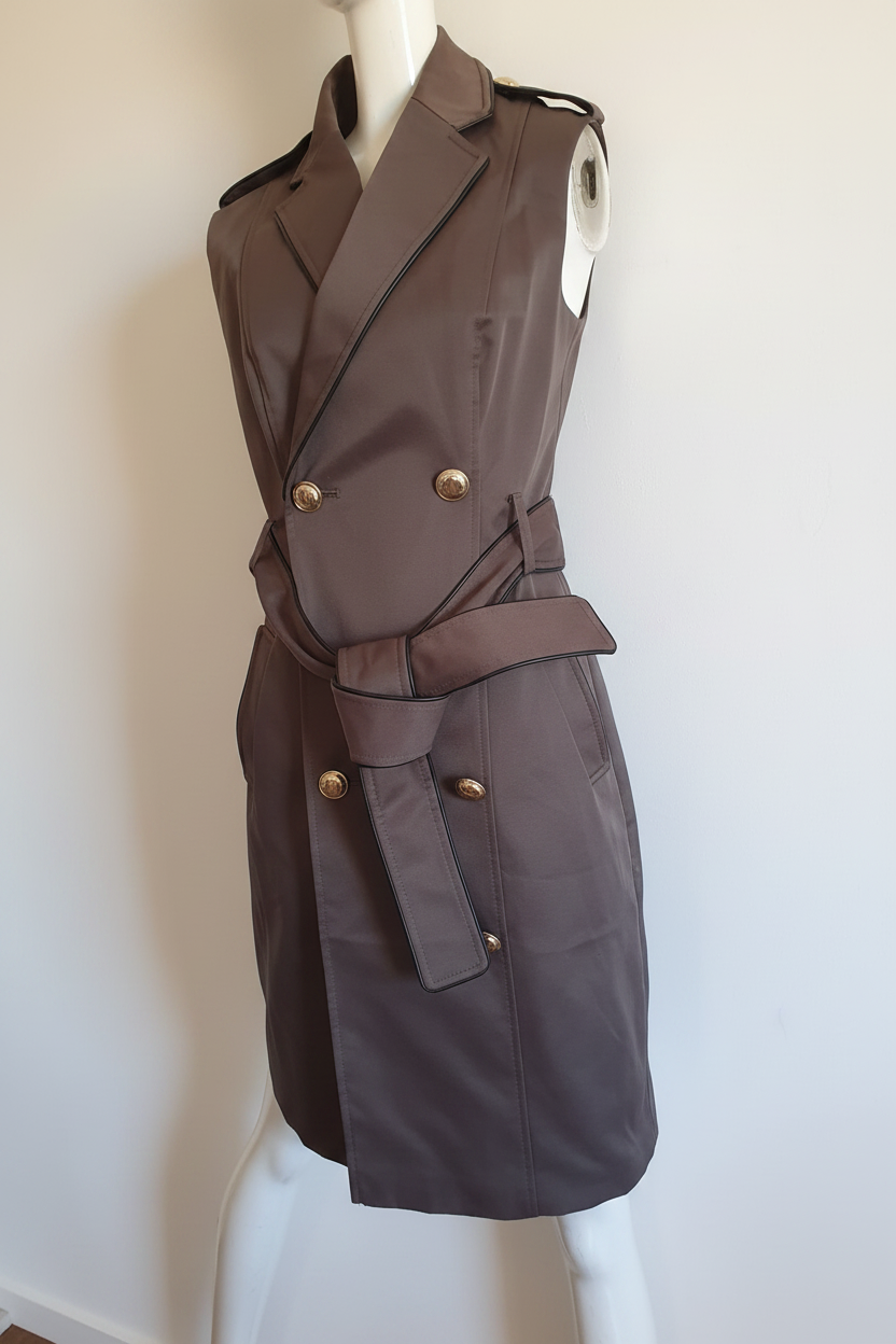 Robe Trench Sans Manches Chocolat — Portrait