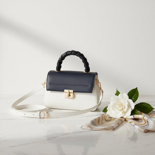 Sac bicolore blanc marine marble