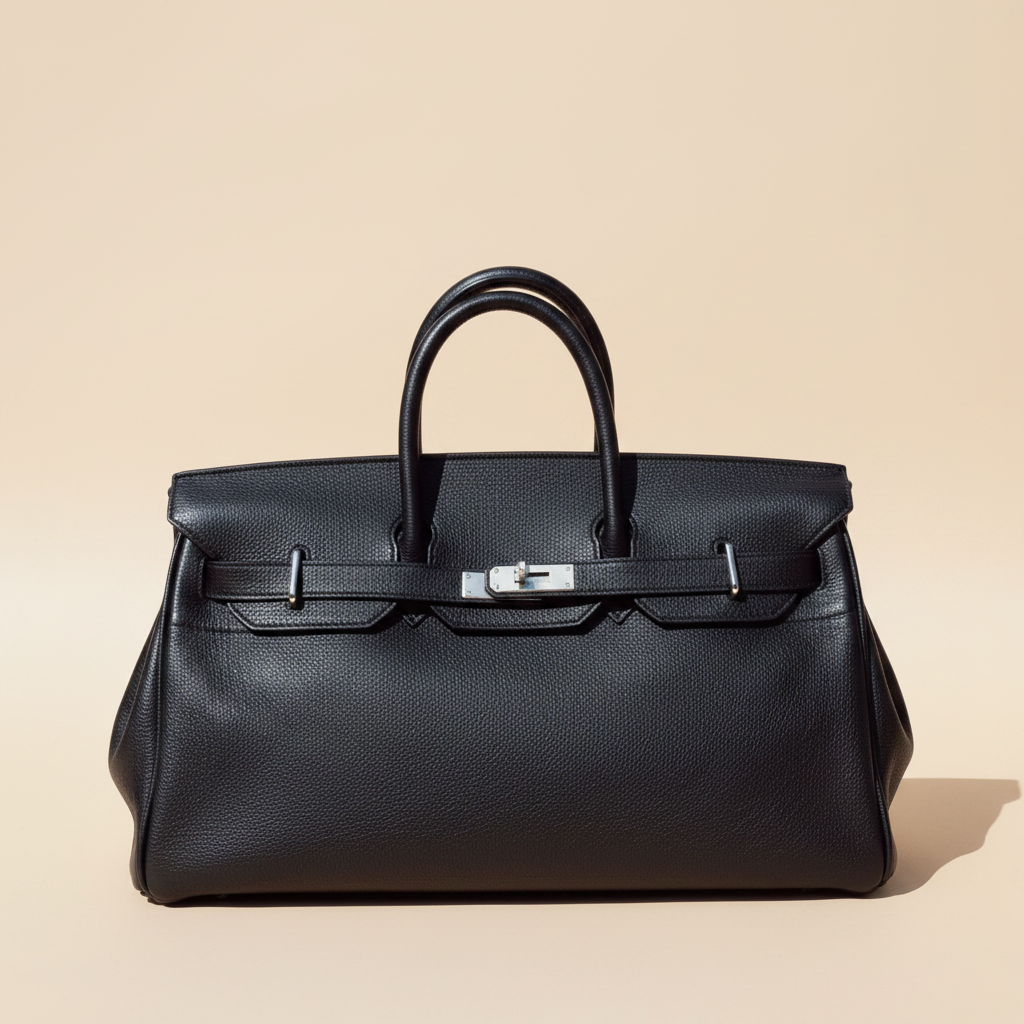 Sac cuir noir fond beige