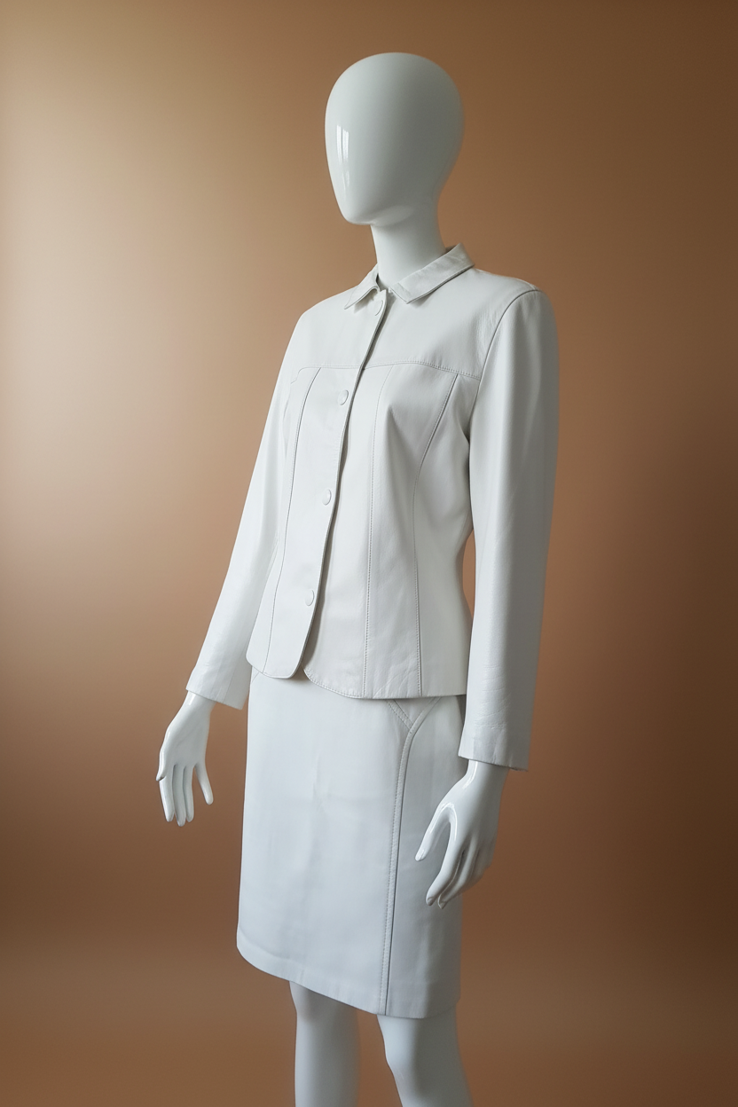 Tailleur blanc fond beige