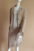 Tailleur franges beige fond chaud