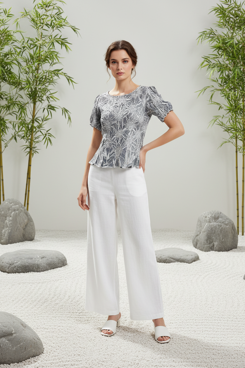 Top froissé argenté — Jardin zen
