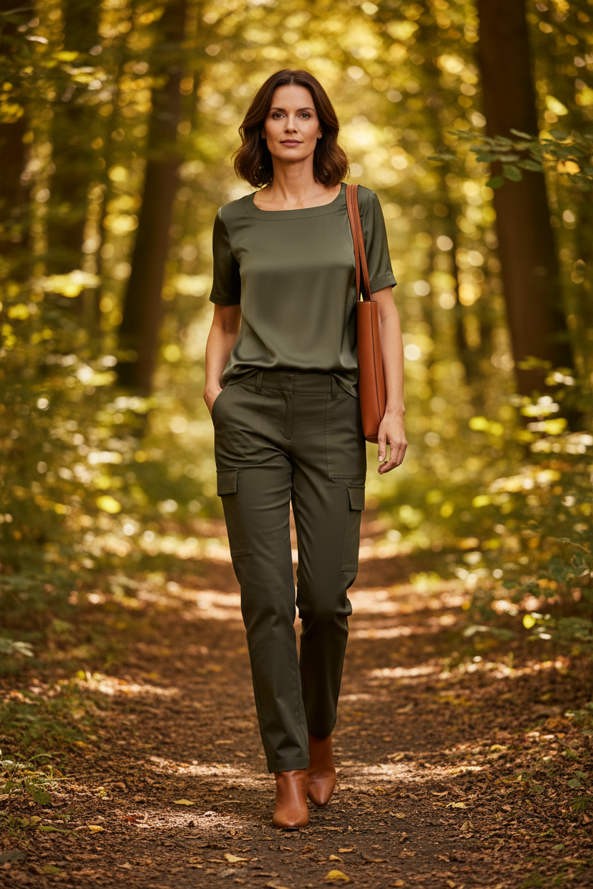 Tunique Alba Moda vert kaki — mise en situation