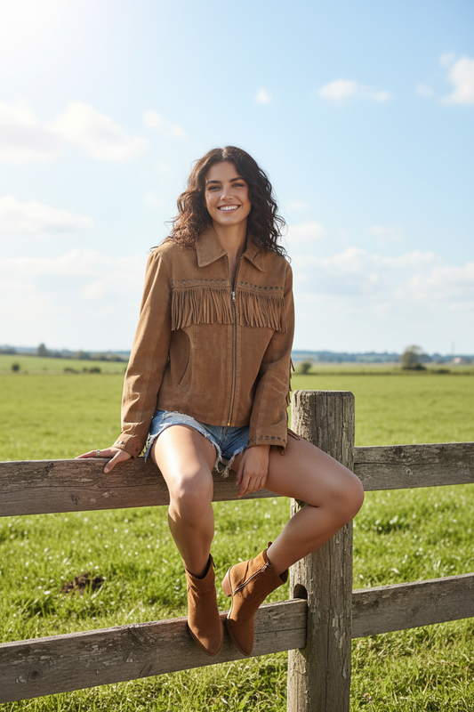 Veste daim camel franges — Ranch