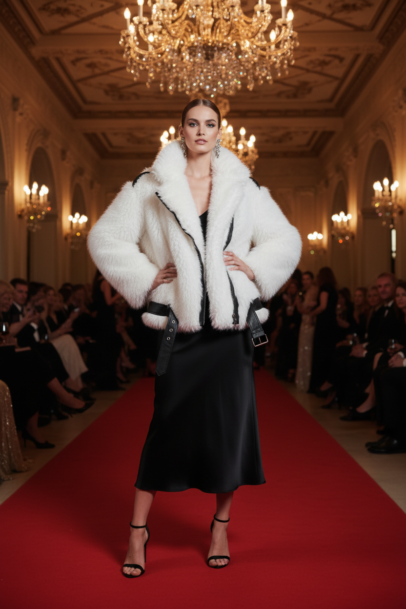 Veste fourrure bouclée blanche — Gala