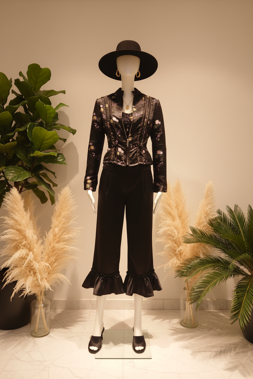 Vitrine veste brocart chinoiserie